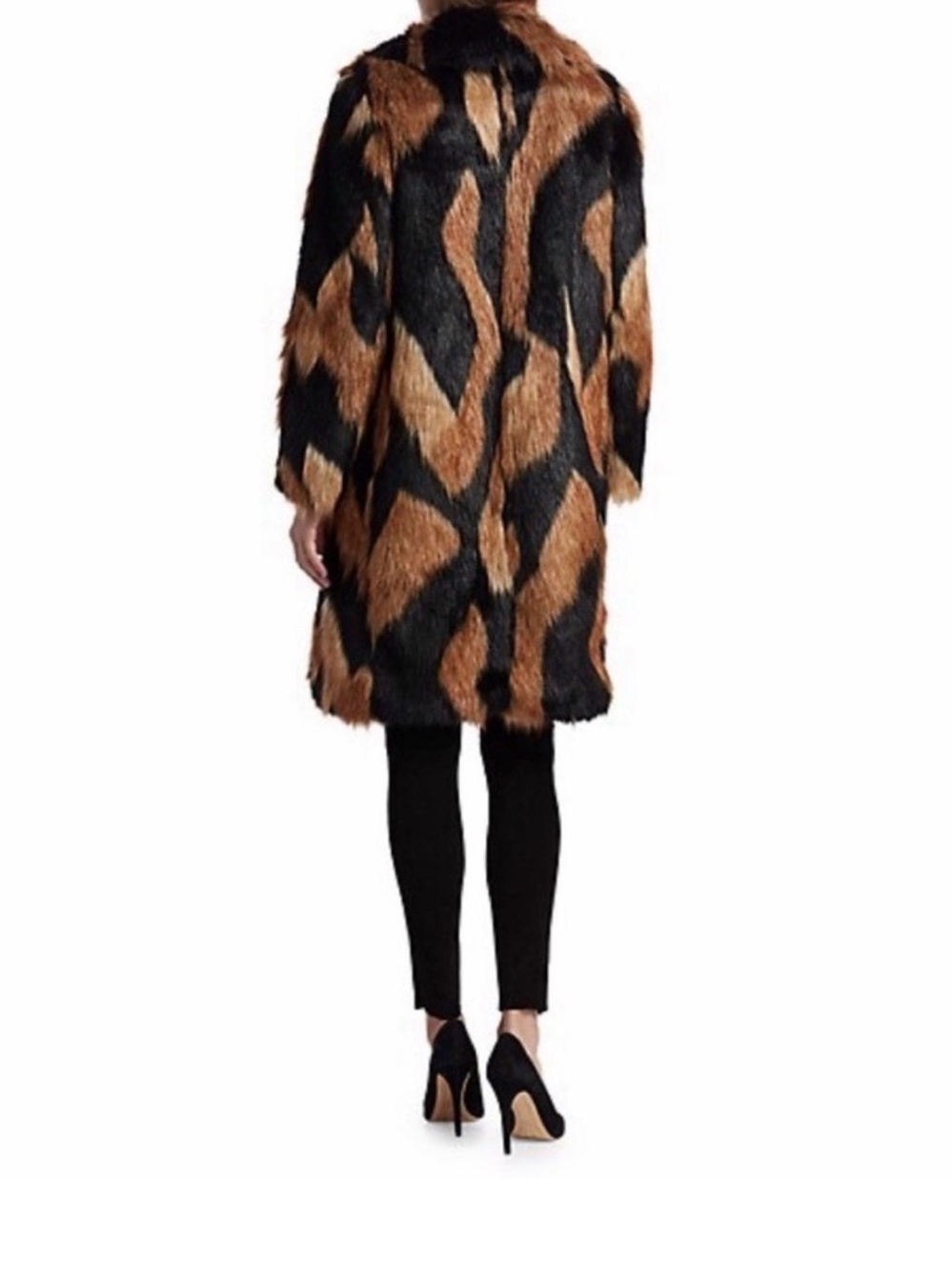 NWOT Alice + Olivia Yetta Faux Fur Coat In Black Medium Brown. Size S - Picture 5 of 16